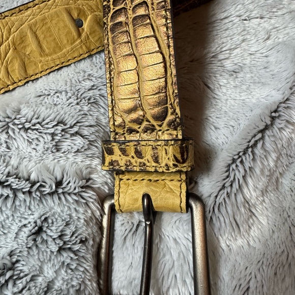 Berge Made in Italy gorgeous Croc-Embossed Genuine Leather Belt Gold Brown MED main image 7